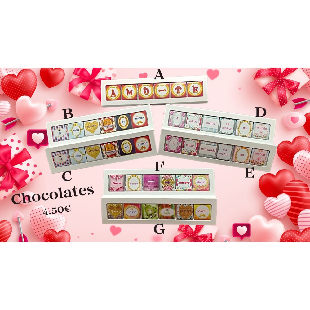 Conjunto 6 Napolitanas Chocolate Namorados